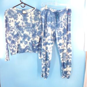 Champion blue tie-dye pj set L